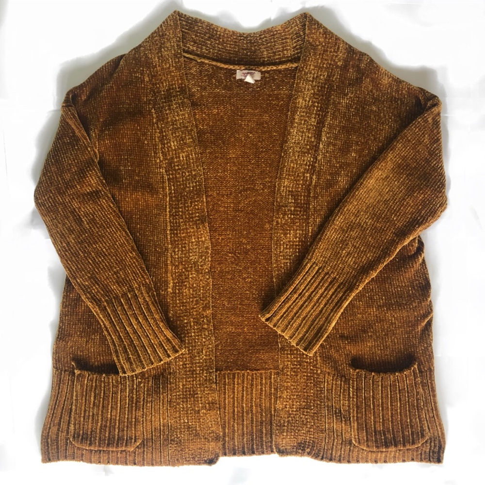 Gold Chenille Long Sleeved Cardigan